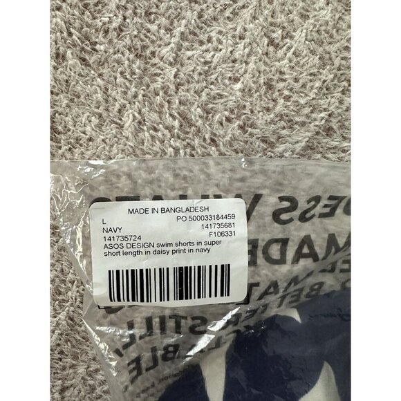 ASOS DESIGN swim shorts in super short length in daisy print in navy Size L New - Picture 12 of 13